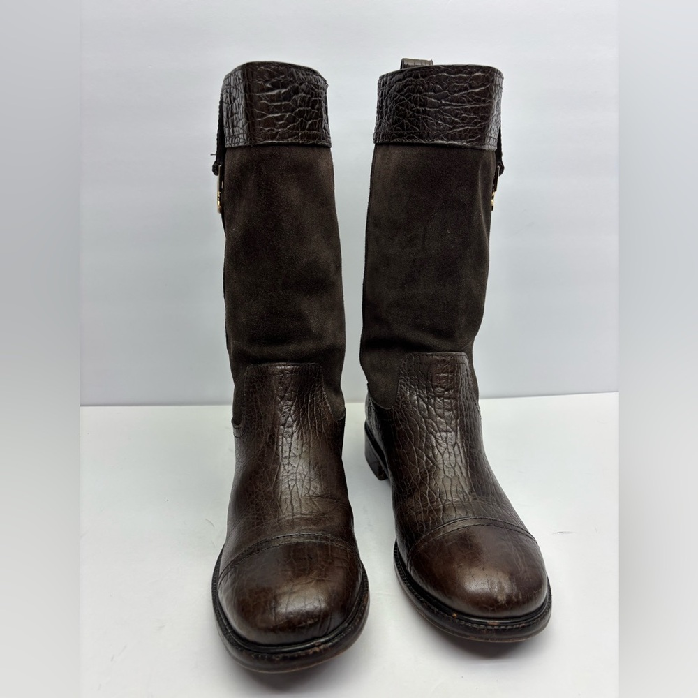 Tory Burch Brown Mid-Calf Leather & Suede Boots. Size 10 M
